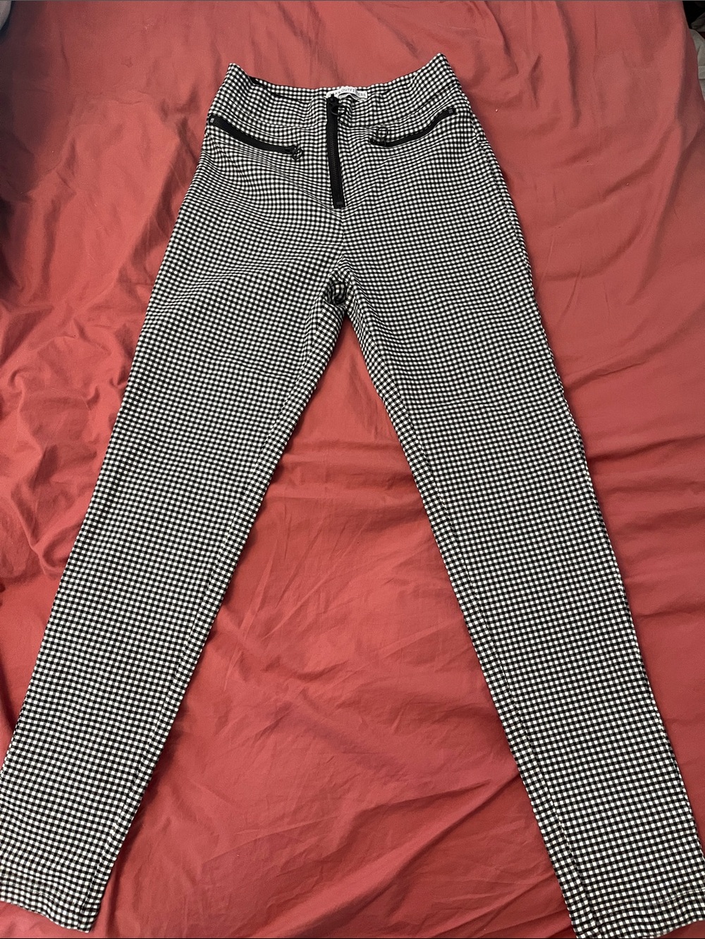 Urban Outfitters Black and White Check High-Waist Pants